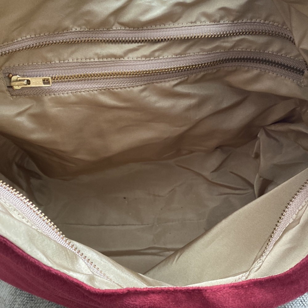 Deep Red Ultrasuede Happy Hobo bag - Picture 4 of 11